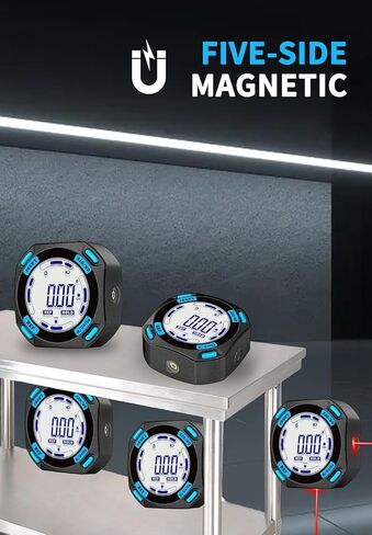 Digital Angle Finder with Electronic Laser - 5-side Strong Magnetic Angle Gauge, Rechargeable Cube Inclinometer with Backlight, Table Saw Miter Protractor, Woodworking Measuring Tool, Level Box in Kuwait