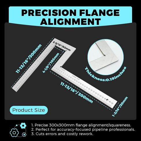 300x300mm Professional Flange Measurement Tool - 2CR13 Stainless Steel Pipefitter Gauge for Precision Flange Squareness, Alignment & Pipeline Distribution Checking in Kuwait