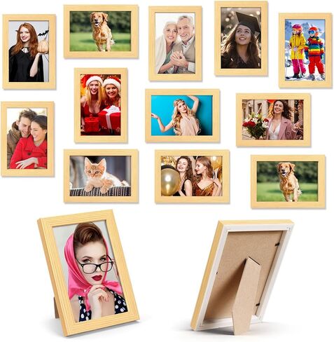 Roowest Set of 24 Picture Frame Bulk with Acrylic Sheet 4 x 6 Inch Wood Photo Frames with Invisible Nail and S Hooks for Wall Table Top Display(White) in Kuwait