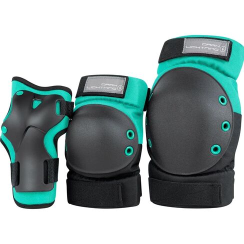 Dark Lightning Kids/Junior/Youth Knee Pads Elbow Pads Wrist Guards 3 in 1 Protective Gear, for Skateboard,Roller Skate,Inline,Cycling,MTB Bike,Scooter(Green,M) in Kuwait