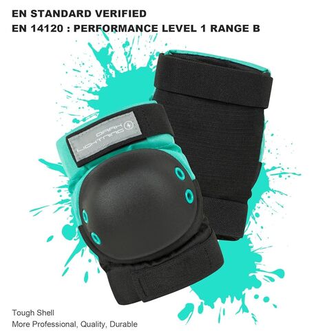 Dark Lightning Kids/Junior/Youth Knee Pads Elbow Pads Wrist Guards 3 in 1 Protective Gear, for Skateboard,Roller Skate,Inline,Cycling,MTB Bike,Scooter(Green,M) in Kuwait