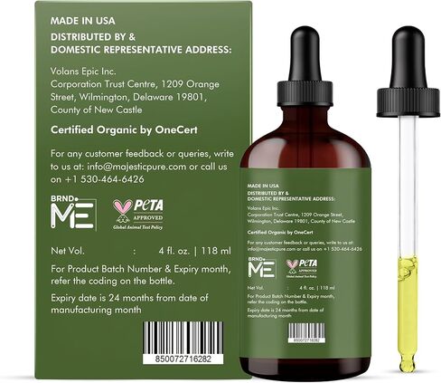Majestic Pure Tamanu Oil 4 oz - 100% Pure & Natural - USDA Certified - Cold Pressed Carrier Oil for Face, Body, Lips, Nails, Shampoo & Conditioner in Kuwait