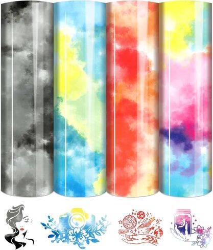 Tintnut Watercolor Floral Heat Transfer Vinyl -10 Sheets 12"x10" Paisley Flower Iron on Vinyl for T-Shirts Clothing Bags HTV Vinyl for All Cutting Machine in Kuwait