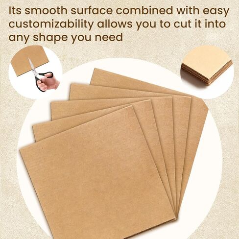 50 Pcs Corrugated Cardboard Sheets, 12" x 12" Flat Card Board Inserts, 2mm Thick Corrugated Packaging Pads for Packing, Mailing, Shipping, Drawing & DIY Projects, Brown in Saudi Arabia