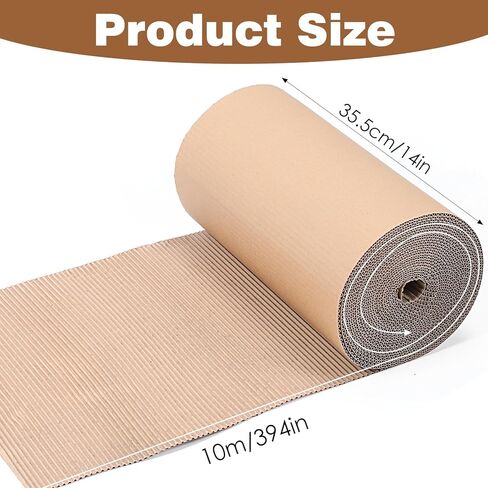 Corrugated Cardboard Roll 14" x 394" Brown Single Face Corrugated Cardboard Sheets B Flute Paper Sheets Cardboards Roll for Gardening Packing Shipping Storage DIY Craft in Saudi Arabia