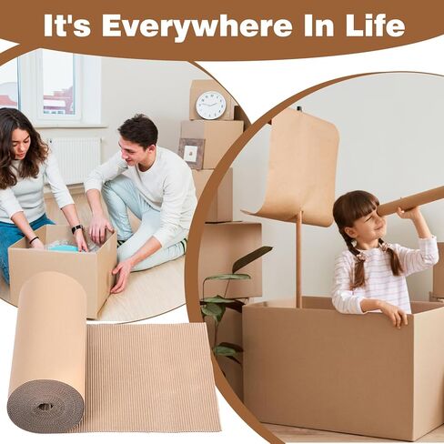 Corrugated Cardboard Roll 14" x 394" Brown Single Face Corrugated Cardboard Sheets B Flute Paper Sheets Cardboards Roll for Gardening Packing Shipping Storage DIY Craft in Saudi Arabia