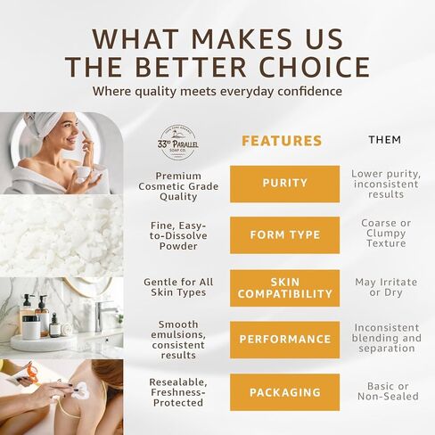 Stearic Acid USP Grade (1 Lbs / 16oz) White Flakes Triple Pressed NF/USP | 100% Plant-Based, Natural Emulsifier, Solidifier & Thickener for Creams, Lotions, Soaps & Candle Making | 1 Pound in Kuwait