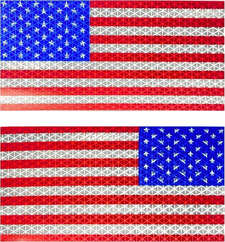 Reflective American Flag Decal - 3.75" x 7.5" - Pack of 2-1 Forward 1 Reverse - Retroreflective American Flag Sticker for Car, Truck, Windows, Helmets - Made in USA in Kuwait