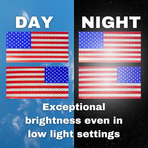 Reflective American Flag Decal - 3.75" x 7.5" - Pack of 2-1 Forward 1 Reverse - Retroreflective American Flag Sticker for Car, Truck, Windows, Helmets - Made in USA in Kuwait