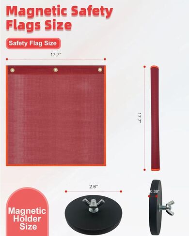 Safety Flags with Magnetic Base for Truck, Red Mesh Heavy Duty Magnetic Safety Flag 18 x 18 Inch Flag with Brass Loop Safety Warning Flags with Magnet Base for Truck Trailer Oversize Load-2 Pack in Saudi Arabia