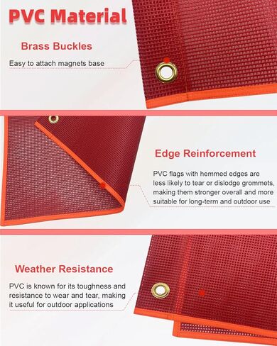 Safety Flags with Magnetic Base for Truck, Red Mesh Heavy Duty Magnetic Safety Flag 18 x 18 Inch Flag with Brass Loop Safety Warning Flags with Magnet Base for Truck Trailer Oversize Load-2 Pack in Saudi Arabia