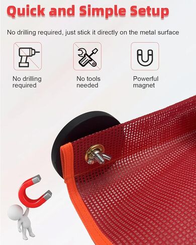 Safety Flags with Magnetic Base for Truck, Red Mesh Heavy Duty Magnetic Safety Flag 18 x 18 Inch Flag with Brass Loop Safety Warning Flags with Magnet Base for Truck Trailer Oversize Load-2 Pack in Saudi Arabia
