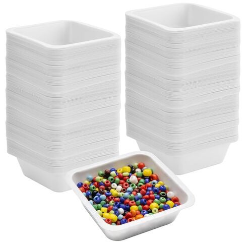 250 Pack Weigh Boats - 100ml (3.4 fl oz) White Anti-Static Flexible Plastic Weigh Trays - Medium Square Disposable Lab Dishes for Powder Scale, Capsule Filling, Liquid, and Food Samples in Kuwait