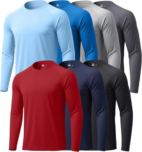 ZITY 7 Pack Long Sleeve Shirts for Men UPF 50+ Sun Protection T-Shirt Active Crew Neck Tee Workout Tops in Saudi Arabia