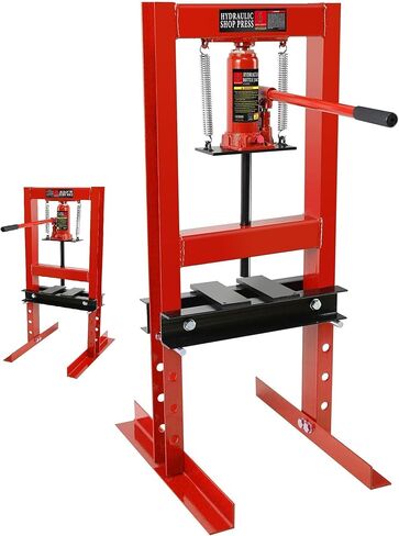 20 T Hydraulic Shop Press, Heavy-Duty Adjustable h-Frame Garage Floor Shop Bearing Press with Stamping Plates to Straighten Bend or Press Parts, for Straightening/Automotive Repair/Garage Use in Saudi Arabia
