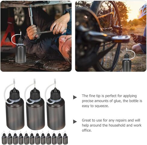 زجاجات ضغط بطرف إبرة 20 مل لتطبيق الغراء، زجاجات توزيع المكياج الدقيقة المحمولة 20 قطعة من البلاستيك الأسود للاستخدام الحرفي والصناعي in Kuwait