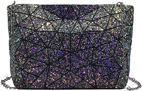 Goclothod Fashion Holographic Laser Shoulder Bag Geometric Envelope Clutch Chain Crossbody Purse in Kuwait