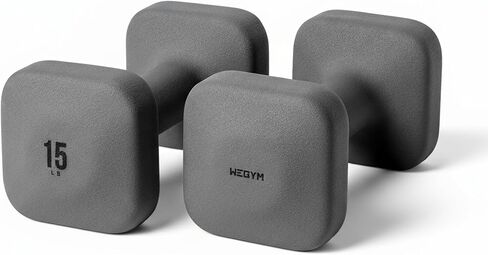 دمبل مربعة من WeGym SafeGrip بمقابض مضادة للانزلاق، أوزان جمالية مجانية للتمرينات المنزلية، تصميم ثابت يمنع التدحرج أثناء التمارين الأرضية in Kuwait