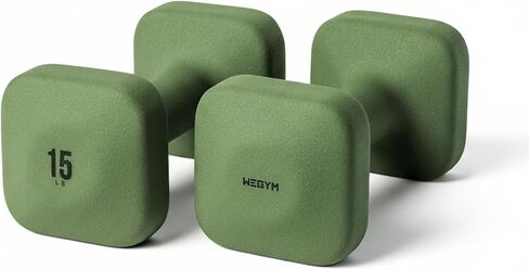 دمبل مربعة من WeGym SafeGrip بمقابض مضادة للانزلاق، أوزان جمالية مجانية للتمرينات المنزلية، تصميم ثابت يمنع التدحرج أثناء التمارين الأرضية in Kuwait