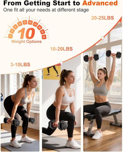 2026 Latest Adjustable Dumbbell Set, Total 110lb/50lb Adjustable Dumbbells with Tray, increment in 3lb-6lb, 55lb/25lb Pair Dumbbell Set with Anti-Slip Grip for Home Gym Strength Training in Saudi Arabia