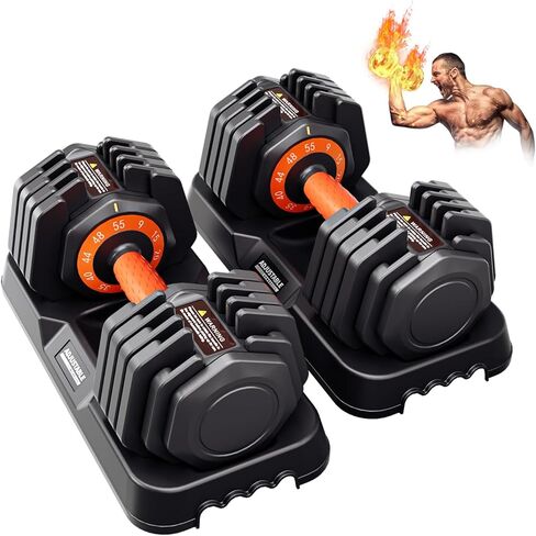 2026 Latest Adjustable Dumbbell Set, Total 110lb/50lb Adjustable Dumbbells with Tray, increment in 3lb-6lb, 55lb/25lb Pair Dumbbell Set with Anti-Slip Grip for Home Gym Strength Training in Saudi Arabia