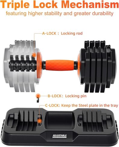 2026 Latest Adjustable Dumbbell Set, Total 110lb/50lb Adjustable Dumbbells with Tray, increment in 3lb-6lb, 55lb/25lb Pair Dumbbell Set with Anti-Slip Grip for Home Gym Strength Training in Saudi Arabia