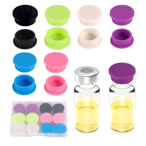12pcs 5-100 ml Glass Vial Protective Cap, 6 Colors Leak-Proof Dust-Resistant Glass Vial Caps Covers Protective Supply for Injection Liquid Storage & Laboratory Use in Kuwait