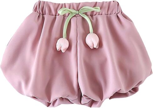 Girls High Waisted Bubble Shorts Casual Summer Y2K Balloon Shorts Cute Puffy Beach Festival Outfits Drawstring Cute Bloomers in Saudi Arabia
