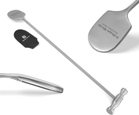 مرآة فحص أسنان الخيول على شكل حرف D مقاس 40 × 55 مم، مقبض على شكل حرف T من الفولاذ المقاوم للصدأ بطول 18 1/2 بوصة in Kuwait