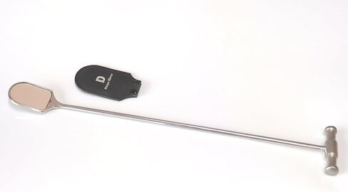 مرآة فحص أسنان الخيول على شكل حرف D مقاس 40 × 55 مم، مقبض على شكل حرف T من الفولاذ المقاوم للصدأ بطول 18 1/2 بوصة in Kuwait