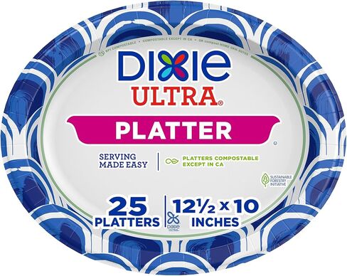 Dixie Ultra Disposable Paper Platters, 10" x 12.5", 25 Count – Durable, Sturdy Design in Kuwait
