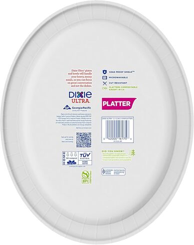 Dixie Ultra Disposable Paper Platters, 10" x 12.5", 25 Count – Durable, Sturdy Design in Kuwait