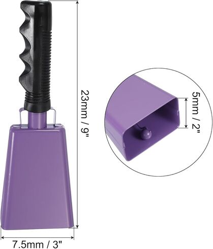 PATIKIL 9inch Cow Bells for Football Games, Cowbells for Sporting Events Bulk Loud Noise Makers Metal Cow Bell with Handle for Cheering Competition Marathon Wedding DIY Paint, Purple in Kuwait
