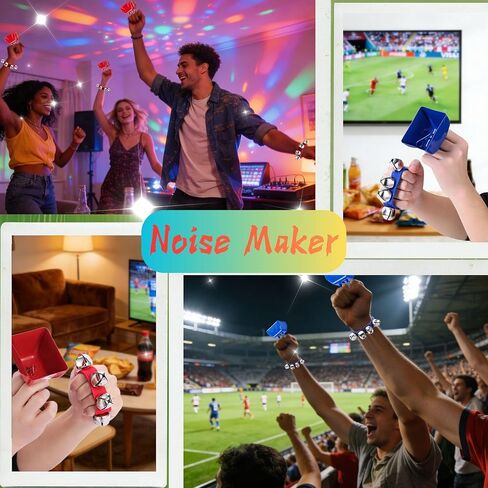 2pcs Cow Bell & 2pcs Jingle Bells Noise Makers Hand Percussion Loud 3 Inch Cowbell for Sporting Events, Football Games, Celebrations, Wedding, Cheering, Party, Spirit, Marathon(Blue) in Kuwait