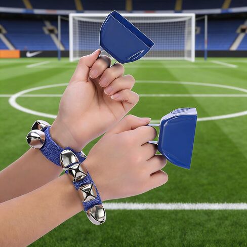 2pcs Cow Bell & 2pcs Jingle Bells Noise Makers Hand Percussion Loud 3 Inch Cowbell for Sporting Events, Football Games, Celebrations, Wedding, Cheering, Party, Spirit, Marathon(Blue) in Kuwait