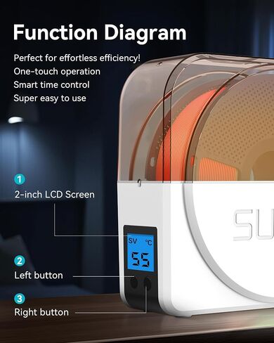 SUNLU Official Filament Dryer S1 Plus, Built-in Circulation Fan, 3D Printer Filament Drying Box and Storage Box fo PLA PETG ABS Filament 1.75 2.85 3.00mm, S1 Plus White in Kuwait
