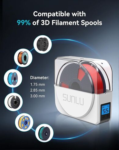 SUNLU Official Filament Dryer S1 Plus, Built-in Circulation Fan, 3D Printer Filament Drying Box and Storage Box fo PLA PETG ABS Filament 1.75 2.85 3.00mm, S1 Plus White in Kuwait