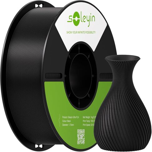 PLA Filament 1.75mm, Neatly Wound 3D Printer Filament 1kg Spool (2.2lbs), High-Speed Printing, Dimensional Accuracy ±0.02mm, Strong Toughness No Warping, Fit Most FDM 3D Printers,Black in Saudi Arabia