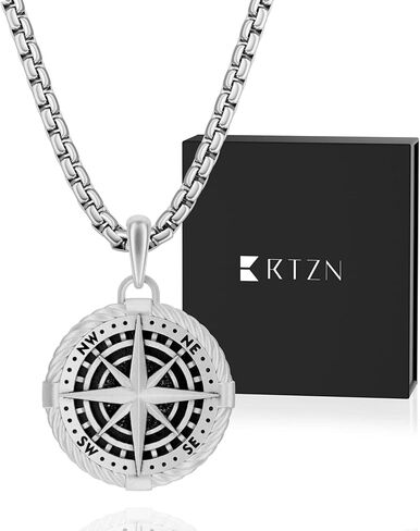 RTZN® Pendant Necklace for Men – Premium Stainless Steel Silver Pendant Necklace with 22" Chain + 2" Extension – Waterproof & Non-Tarnish Small Pendants for Men – Bold Symbols of Strength & Legacy in Kuwait
