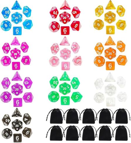 DND Dice Set,8x7 (56 Pieces) Polyhedral Dice with a Large Drawstring Bag Great for Dungeons and Dragons, Role Playing RPG MTG Table Game（8 Colors） in Saudi Arabia