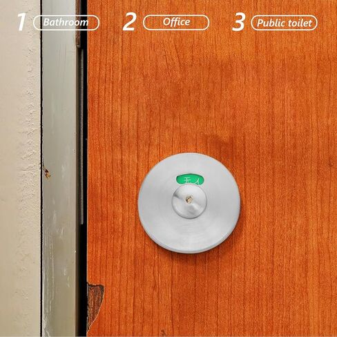 LIFKOME Bathroom Stall Door Lock with Vacant Occupied Indicator, 304 Stainless Steel Privacy Bolt for Public Toilet Partition, Silver Privacy Handle Lock for Restroom Doors in Saudi Arabia