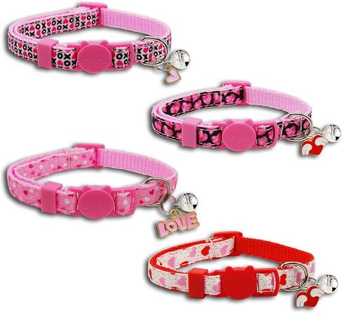 Valentine Holiday Cat Collar with Bell, 3 Pack Breakaway Kitty Kitten Heart Collar for Boys Girls Male Females in Kuwait