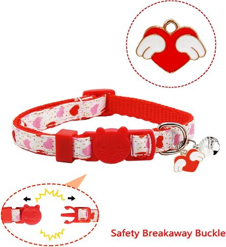 Valentine Holiday Cat Collar with Bell, 3 Pack Breakaway Kitty Kitten Heart Collar for Boys Girls Male Females in Kuwait