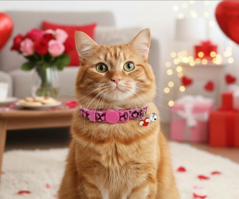 Valentine Holiday Cat Collar with Bell, 3 Pack Breakaway Kitty Kitten Heart Collar for Boys Girls Male Females in Kuwait