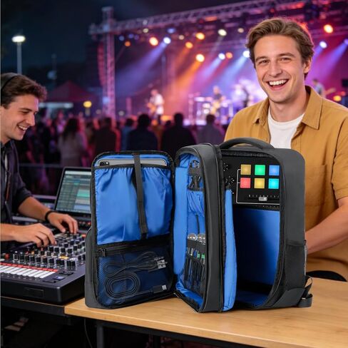 حقيبة سفر لخلاط الصوت متوافقة مع RODECaster Pro، RODECaster Pro II، Yamaha MG10XU، RC Duo، حقيبة ظهر واقية DJ Mixer مع جيوب متعددة للميكروفونات والكابلات ومعدات البث الصوتي in Saudi Arabia