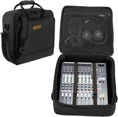 حقيبة خلاط مبطنة من النايلون من AURAY مع واقي للعتاد، وحزام قابل للإزالة ومقابض حمل - تناسب خلاطات تصل إلى 15 × 15 بوصة، ومقاومة للطقس، وجيوب مضغوطة - حقيبة تخزين مثالية للسفر ومعدات الصوت in Kuwait