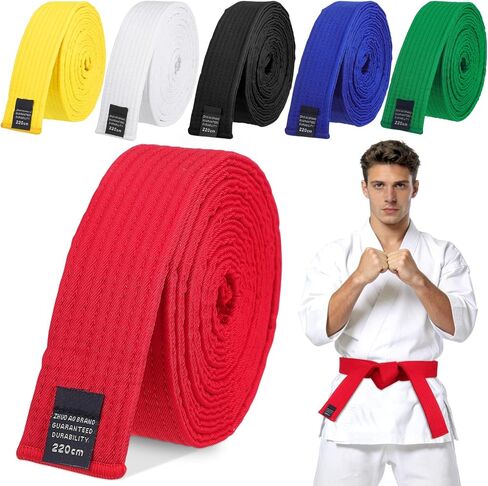 BESPORTBLE 6Pcs Assorted Color Cotton Karate Belts - Taekwondo Martial Arts Belts for Training and Competitions, 86.61 Inch in Saudi Arabia