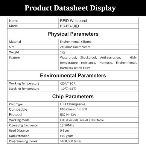 RFID IC ISO 14443A RFID Silicone Wristband/Bracelet UID Changeable Sector0 Block0 Rewritable (RFID 13.56mhz rewrite-1pcs) in Saudi Arabia