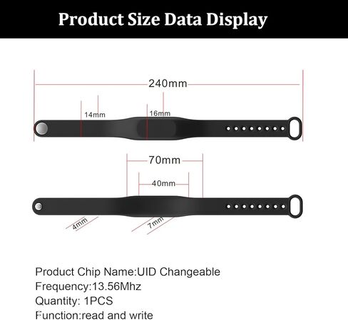 RFID IC ISO 14443A RFID Silicone Wristband/Bracelet UID Changeable Sector0 Block0 Rewritable (RFID 13.56mhz rewrite-1pcs) in Saudi Arabia
