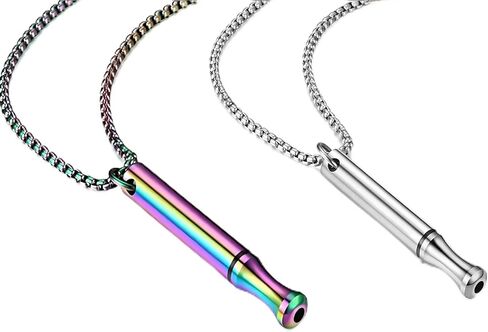 2pcs قلادة التنفس للتخفيف من القلق والتخفيف من الإجهاد ، اليقظة والاستقالة في التدخين المساعدات ، قلادة تنفس الفولاذ المقاوم للصدأ للبالغين المراهقين للنساء (الفضة/الملونة) in Kuwait